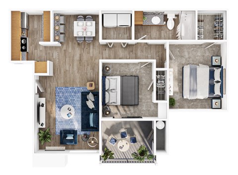 a 1 bedroom floor plan with a bathroom and a living room